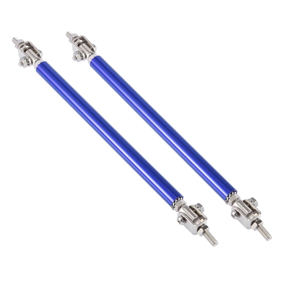 2pcs 9"-11" Car Adjustable Front Bumper Lip Splitter Strut Tie Rod Bar Blue Aluminum Alloy