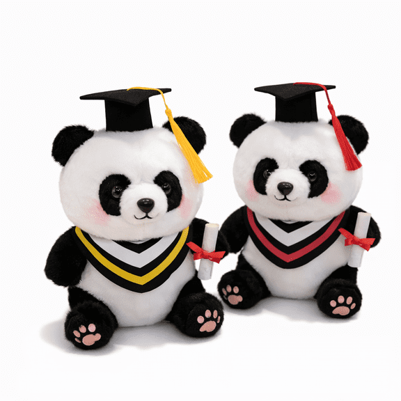 2pcs 9.1in Graduation Panda Plush Toy with Doctor Cap, Soft Stuffed Animal Souvenir Gifts