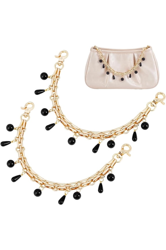 2pcs 9.8 Inch Bag Chain Purse Extender Chain Decorative Bag Chains Replacement Chains with Pearl Charms