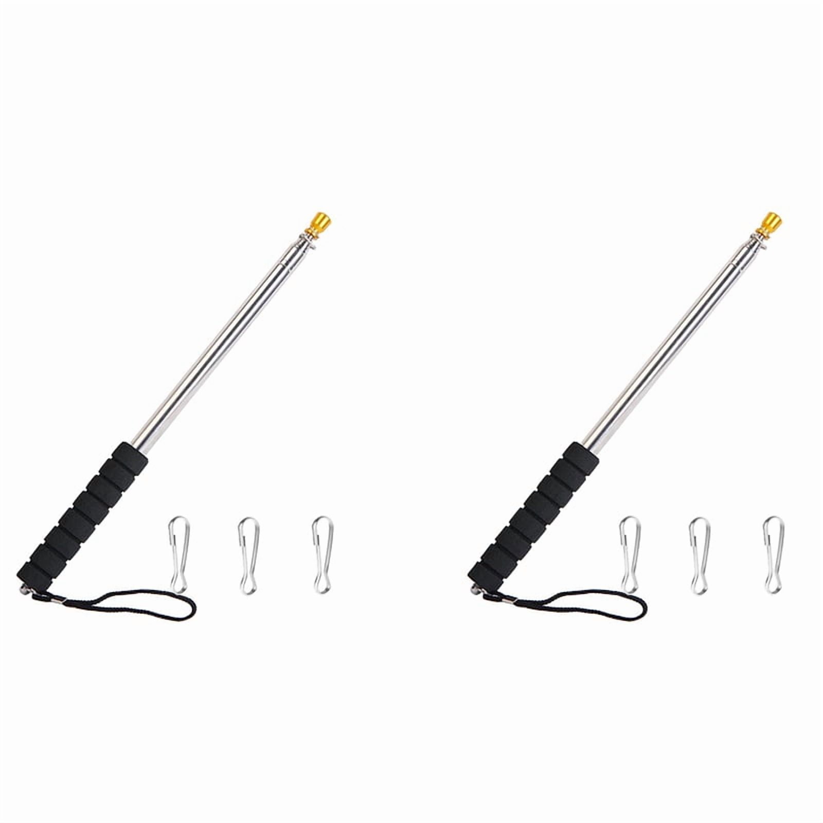 2pcs 9.8Ft Telescopic Flag Pole,Stainless Steel Handheld Portable Extendable Retractable Flagpole with Anti-Slip Grip