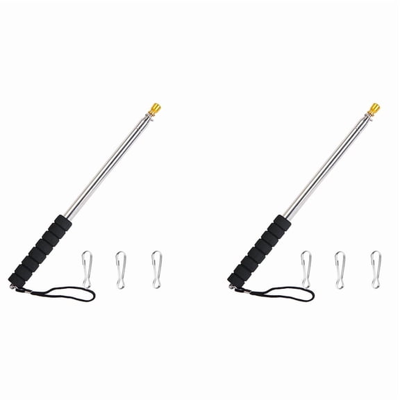 2pcs 9.8Ft Telescopic Flag Pole,Stainless Steel Handheld Portable Extendable Retractable Flagpole with Anti-Slip Grip