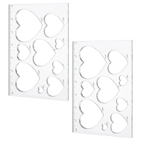 2pcs 9 in 1 Heart Inlay Template Router Stencils Acrylic Templates Drawing Scale Ruler Measuring Tool
