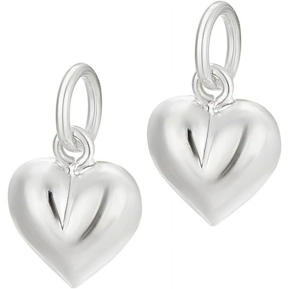 2pcs 925 Sterling Silver Charms Puffed Heart Pendants Valentine Heart Charms 3D Heart Charms Love Heart Dangle Pendant for Women Necklace Jewelry Making DIY Crafts 4.2mm Hole