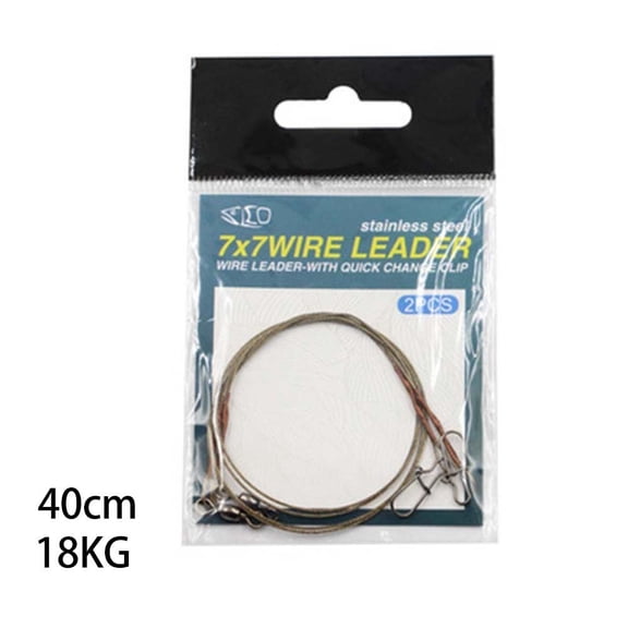 2pcs / A Pack Fishing Line Steel Wire Leader With Snap & Swivels Wire Leadcore Leash 20/30/40cm Titanium Anti-Bite Thread N E W 40cm 18kg