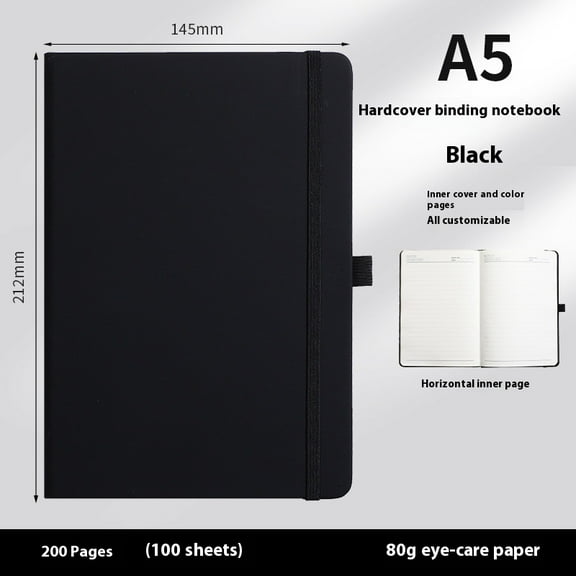 2pcs A5+A6 Journal Notebooks for Women & Men 200 Pages,black Composition Notebook for Journaling, Writing, Work, Travel, College  Make Custom Designs for Events & Promotions