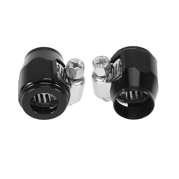 2pcs AN4 Hex Black Car Hose Finisher Clamp Adapter Line End Cover Connector