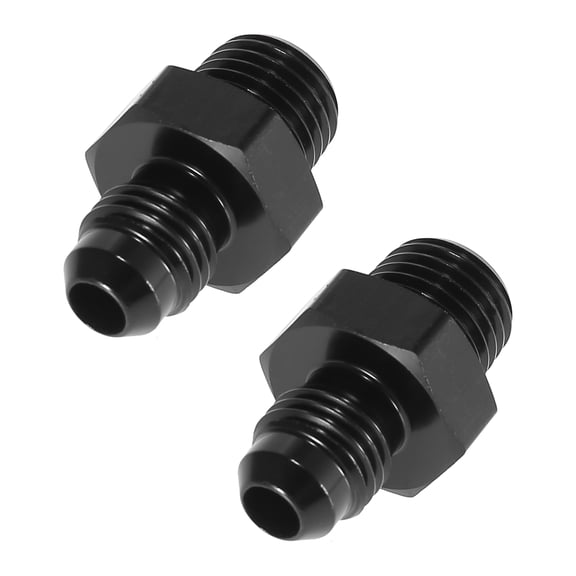 2pcs AN4 Male to 1/4" NPT Male Union Car Flare Reducer Hose Fitting Adapter Universal Aluminum Alloy Black Anodized