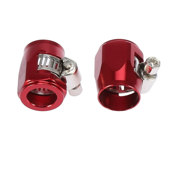 2pcs AN6 Hex Red Car Hose Finisher Clamp Adapter Line End Cover Connector