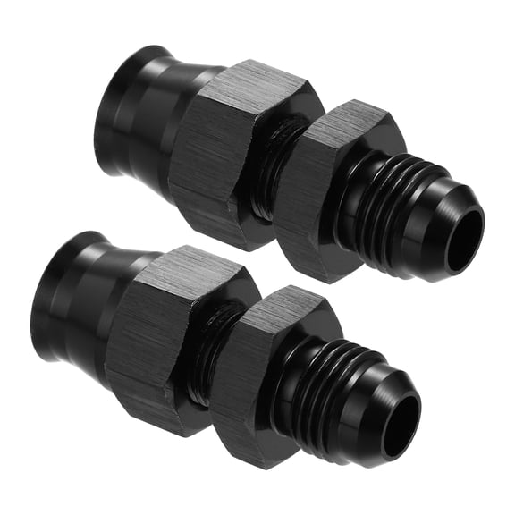 2pcs AN6 Male Flare to 5/16" Fuel Tube Fitting Adapter with Brass Ferrule for Oiling System Aluminum Alloy Black