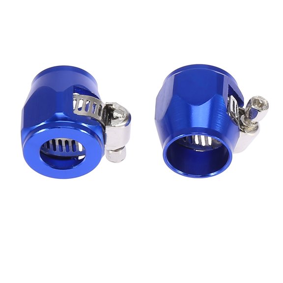 2pcs AN8 Hex Blue Car Hose Finisher Clamp Adapter Line End Cover Connector