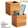 thumbnail image 1 of 2pcs Acacia Wood Remote Control Holder, Tabletop Wooden Remote Caddy, TV Controller Organizer for Living Room and Nightstand, Brown, 1 of 9