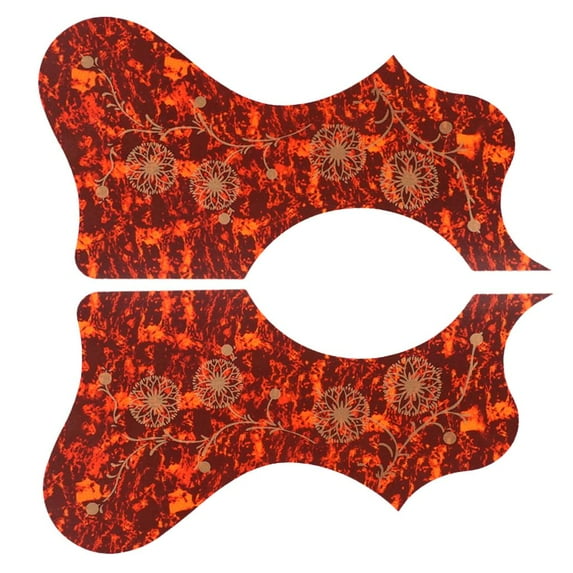 2pcs Acoustic Guitar Pickguard, Flower Shaped Self - Brown