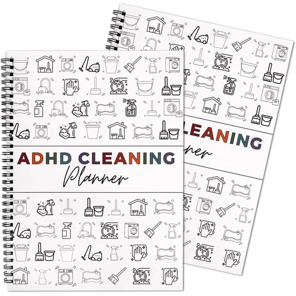 2pcs Adhd Cleaning Planner for Adults Women Teens Adhd Cleaning and Organizing Planner Cleaning Schedule and Checklist Notebook List Daily Weekly Monthly for Home Chore Chart Adhd Daily Planner