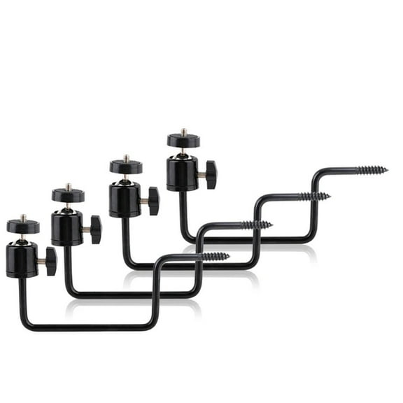 2pcs Adjustable 1/4 Inch Screw Tree Stand Mount Bracket For Outdoor Camera Hunting Security Surveillance Holder Black Iron