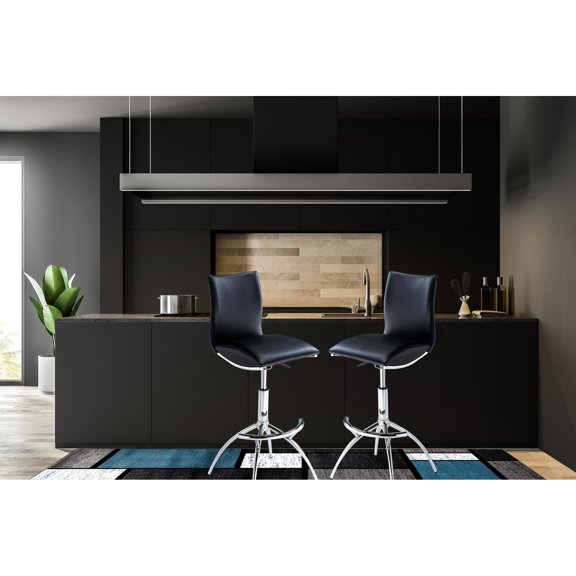 2pcs Adjustable Bar Stools, Modern Style Black , Base, 26"-30" Seat Height, Easy To Keep Clean Height Stools (2), 26" - 30" Adjustable, Sanitize