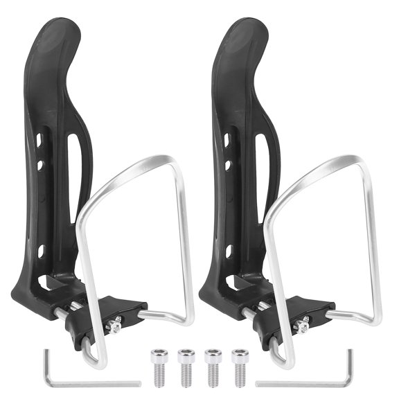 2pcs Adjustable Bicycle Water Drink Bottle Holder Cages Carrier Rack Aluminum Alloy Silver Tone