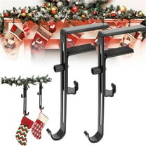 2pcs Adjustable Heavy-Duty Fireplace Stocking & Garland Hanger, Durable Brick-Mounted Fireplace Hook, Sturdy Hanger for Christmas Stockings, Garlands & Holiday Decor, No-Drill Fireplace Hook, Black