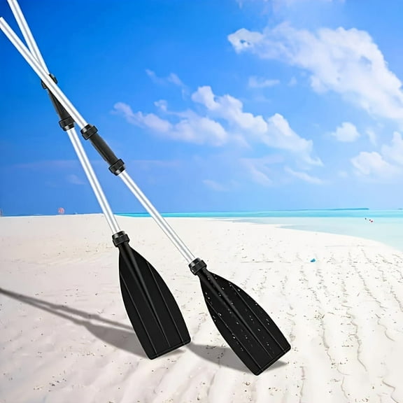 2pcs Adjustable Kayak Paddles - Retractable Aluminum Shaft, Black Blades & Ergonomic Grip for Surfing/Outdoor Water Sports