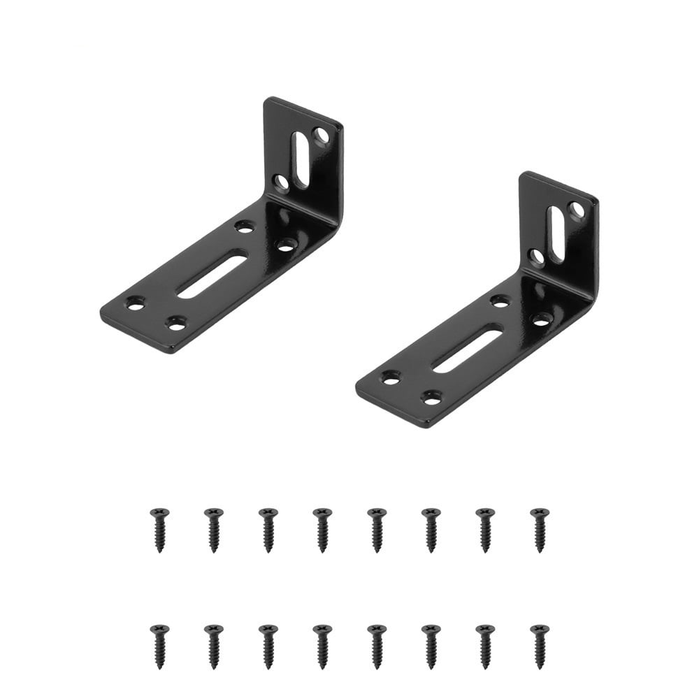 2pcs Adjustable L Shaped Metal Corner Bracket Iron Heavy Duty Black 90 ...