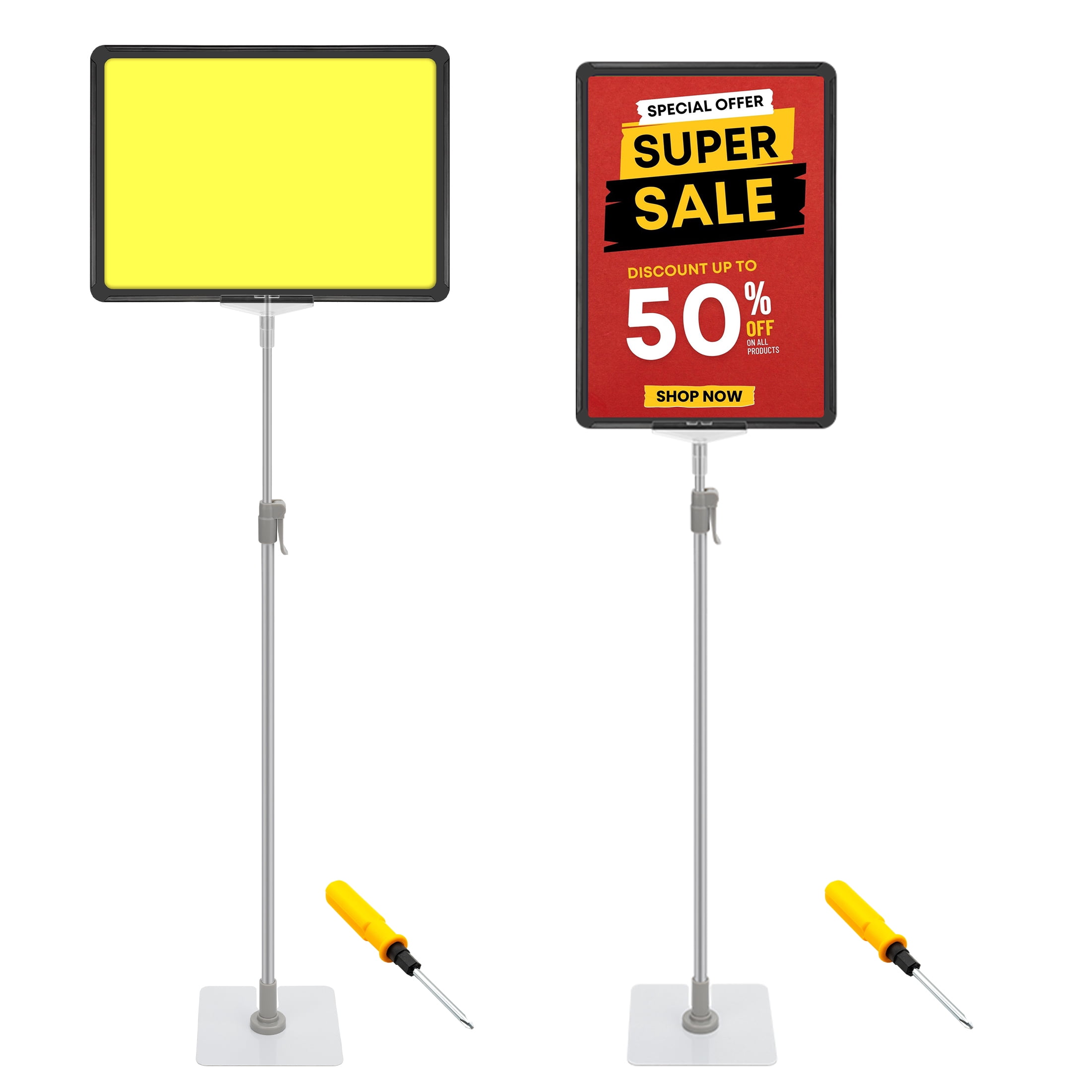 2pcs Adjustable Pedestal Poster Sign Stand, 8.5 x 11 Inch Heavy Duty ...