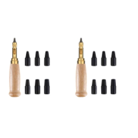 2pcs Adjustable Screw Hole Punch Auto Leather Tool Bookbinding Drill Tool,Paper Punch,Craft Punches, 6 Tips Sizes 1.5mm 2mm 2.5mm 3mm 3.5m 4mm