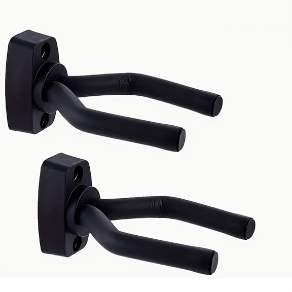 2pcs Adjustable Wall-Mounted Guitar Stand, Non-Slip Sponge Holder, Easy to Install, Black, Suitable for Guitar, Ukulele, Violin - Instrument Display Hook