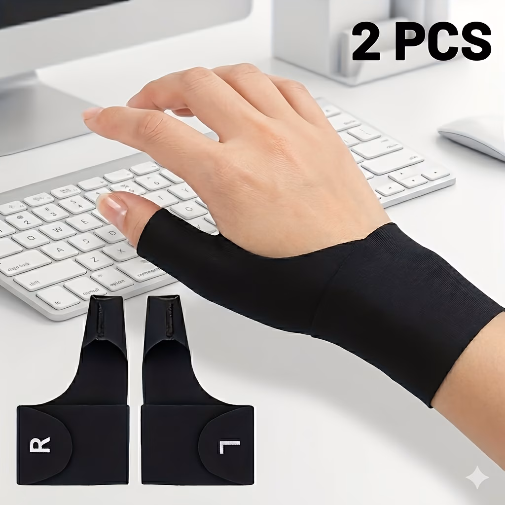 2pcs Adjustable Wrist Brace and Finger Stabilizer Set Ergonomic Support Adjustable Tension for Computer Typing Repetitive Tasks Anti-Slip Design