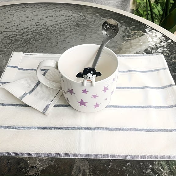 2pcs Adorable 3D Angel Cat Mugs with Purple Stars - Cute Ceramic Coffee Cups for Cat Lovers