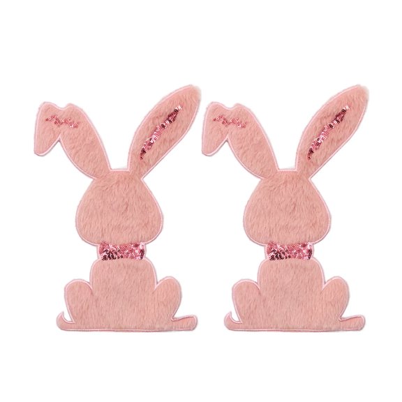 2pcs Adorable Animals Cloth Paste Lovely Sewing Patch Stitch Embroider Paste for Sweater Bag Clothes DIY (Pink Rabbit)