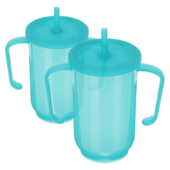 2pcs Adult Sippy Cups For Elderly Sippy Cup With Straw Hospital Water Bottle With Straw Plastic Cup With Handle Adult Sippy Cups