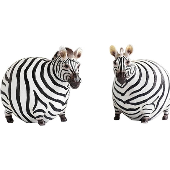 2pcs African Zebra Statue, Zebra Table Sculpture, Fat Zebra Home Decorations, Resin Crafts Fat Zebra, African Safari Collectible for Bedroom, Living Room, Office, Bookshelf, Mantel, Entryway