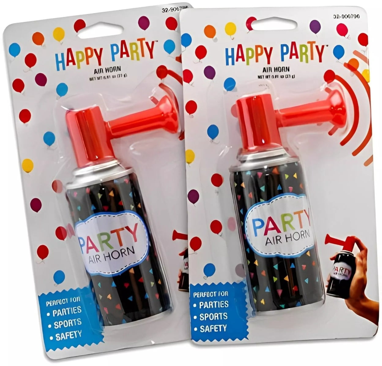 Super Blast 2-Pack Super Loud Air Party Horns - Hand Held Noisemakers For Sports
