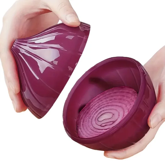 2pcs Airtight Purple Onion Storage Box - Sturdy Durable Plastic with Airtight Seal, Reusable Kitchen Food Saver for Onion, Vegetable & More - Stylish Kitchen Organizer and Accessory, Space-Saving Solu