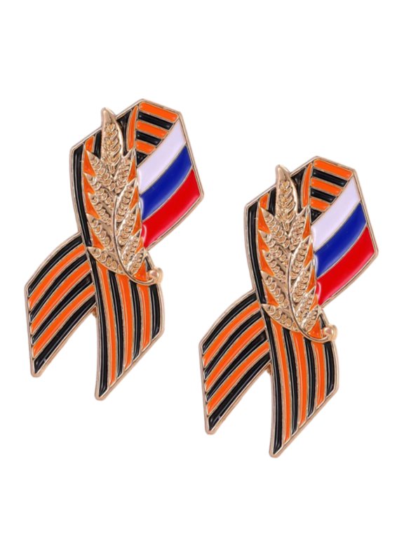 2pcs Alloy Brooch With Retro Russian Flag Accent, Secure Safety Pin Fashionable Laple Pin Jewelry For Various Outfits