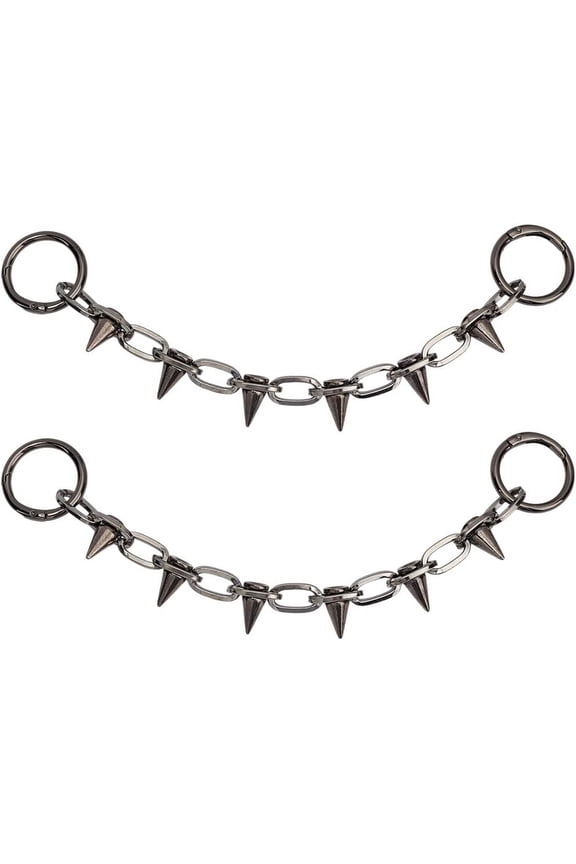 2pcs Alloy Cone Link Boot Strap Chains with Iron Ring for DIY Shoes Decoration Gunmetal 252mm