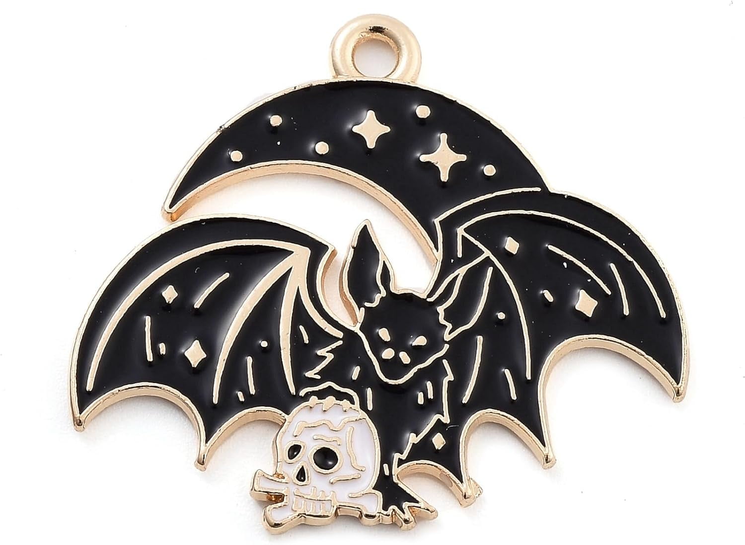 2pcs Alloy Enamel Pendants Light golden Bat Charm Moon 24x28x1mm Hole ...