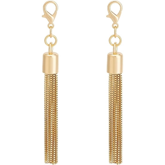 2pcs Alloy Keychain Tassel Chain Charm Light Gold Tassel Pendants with Lobster Clasp Handbag and Chain Tassel Charm Ornaments Hardware Jewelry Making Gift Decoration for DIY