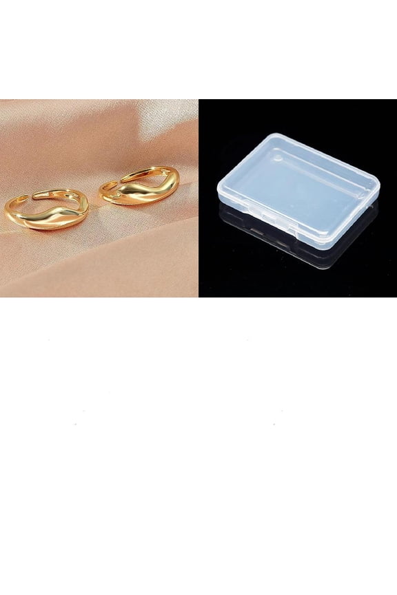 2pcs Alloy Open Cuff Rings sets for Women Light golden Inner Diameter: 17mm