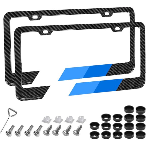 2pcs Aluminum Alloy License Plate Frames for Toyota,Black License Plate Frame,4 Holes Aluminum Alloy Weather Proof License Plate Cover with Fasteners, Screws, Valve Caps and Tool