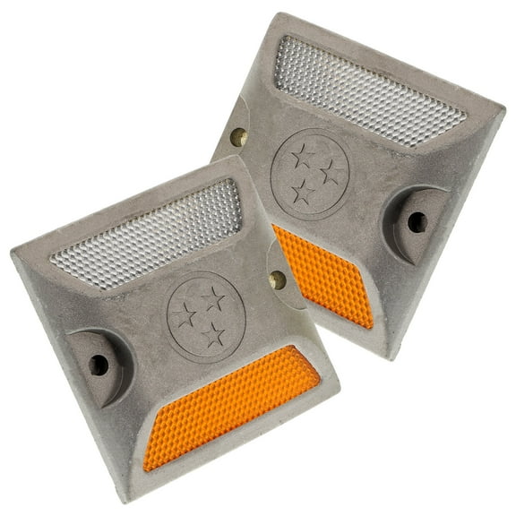 Light Grey Reflective Road Markers for Sidewalks Made of Aluminium 2 Pieces