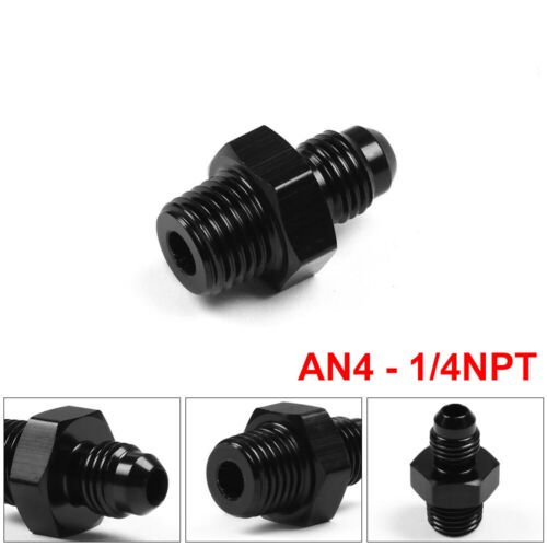 2pcs Aluminum Straight Adapter AN4 to 1/4NPT Fitting for Water/Fluid/Oil Hose