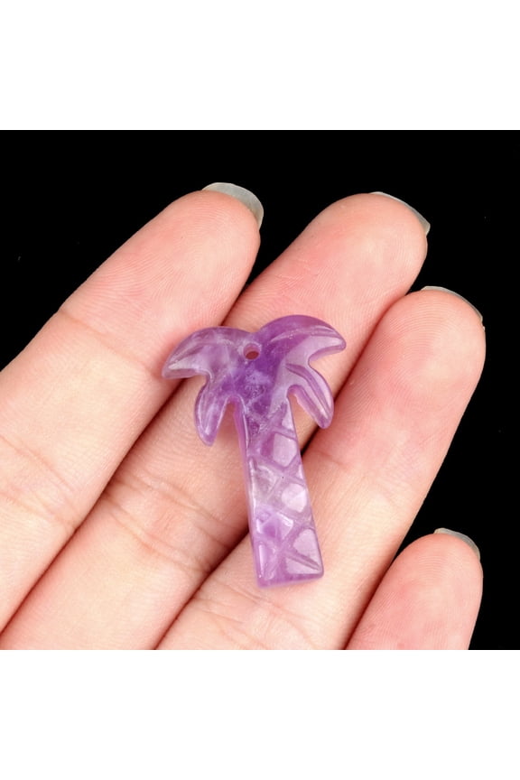 2pcs Amethyst Pendants Coconut Tree 28x18~22mm
