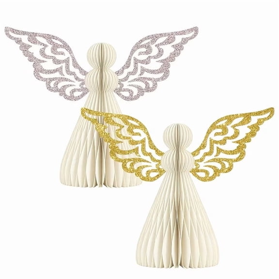2pcs Angel Honeycomb Paper Centerpieces for Baptism First Communion Birthday Decor
