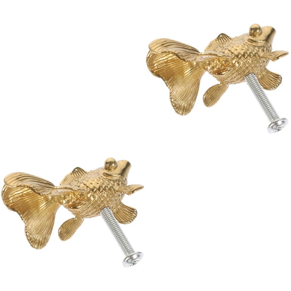 2pcs Animal Cabinet Knob Decorative Drawer Knob Goldfish Drawer Knob Metal Dresser Knob
