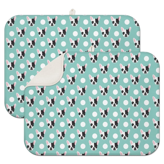 2pcs Animal Paw Print Drying Mat Absorbent Reversible Dish Pad for Countertop Protection