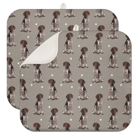 2pcs Animal Paw Print Drying Mat Absorbent Reversible Dish Pad for Countertop Protection