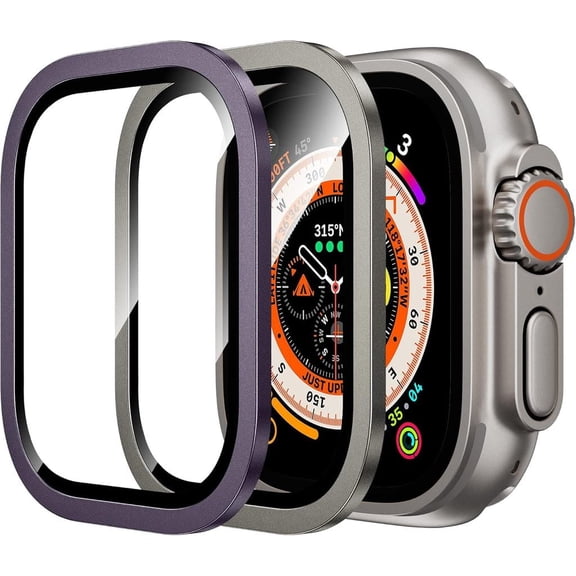 2pcs Apple Watch Ultra 3/Ultra 2/Ultra Screen Protector 49mm,9H Tempered Glass + Titanium Alloy Frame, Lightweight Protective Glass Film for iwatch Ultra 3/2/1