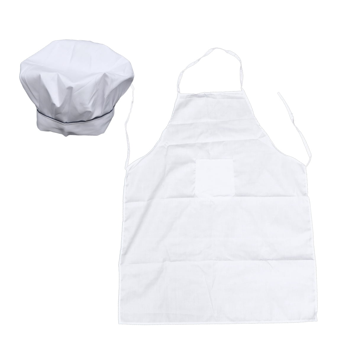 2pcs Apron Chef's Apron Cooking Apron Wear-resisting with A Hat for Chef Waitress Waiter (White)