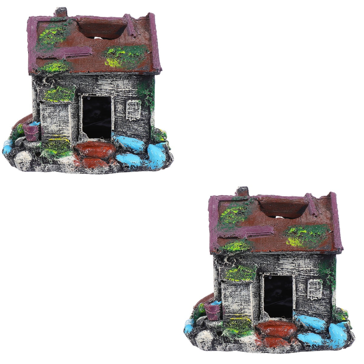 2pcs Aquarium Fish House Hole Fish Tank Hiding Cave Landscape Ornament