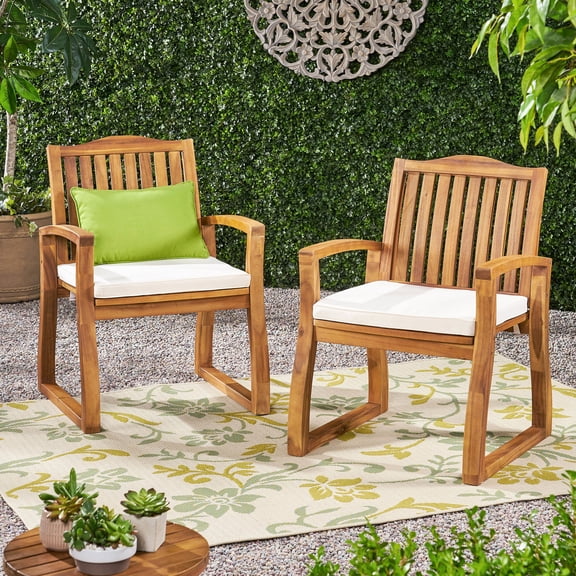 2pcs Armchairs - Wood, Cream Seats, 35" Height Wood Chair Pair Rust And Fade , 35"x24.75"x26.75